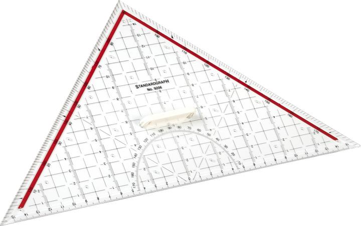 Produktbild Standardgraph Zeichendreieck aus glasklarem Kunststoff mit abnehmbaren Griff und Facette, 32 cm (32 cm)