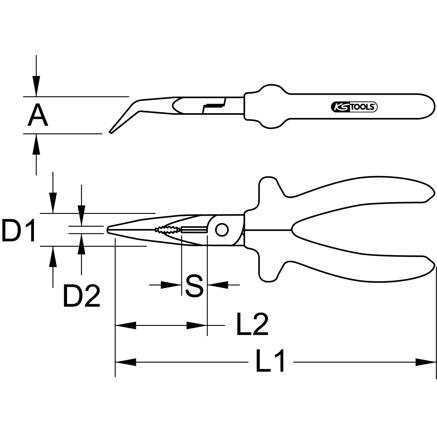 Thumbnail - KS Tools, Zange, Flachrundzange gebogen (165 mm)