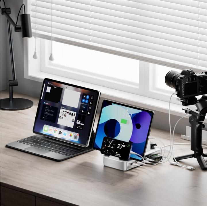 Image du produit 4smarts Ladestation Team 100W 5C/1A inkl. 6 Kabel Silber (100 W)