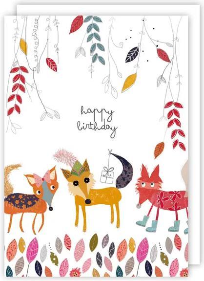 Actual product image Quire Birthday card Happy Birthday Foxes (1 pcs.)