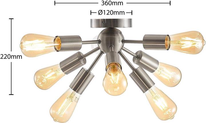 Produktbild Lindby Rayos Deckenleuchte, nickel satin (E27)