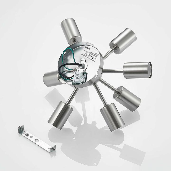 Produktbild Lindby Rayos Deckenleuchte, nickel satin (E27)