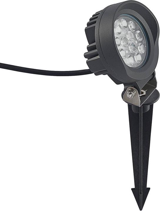 Actual product image Lindby Emar LED ground spike spotlight in dark gray (850 lm, IP65)