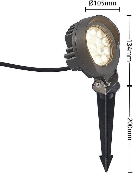 Actual product image Lindby Emar LED ground spike spotlight in dark gray (850 lm, IP65)
