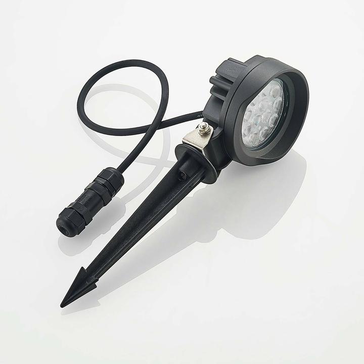 Actual product image Lindby Emar LED ground spike spotlight in dark gray (850 lm, IP65)