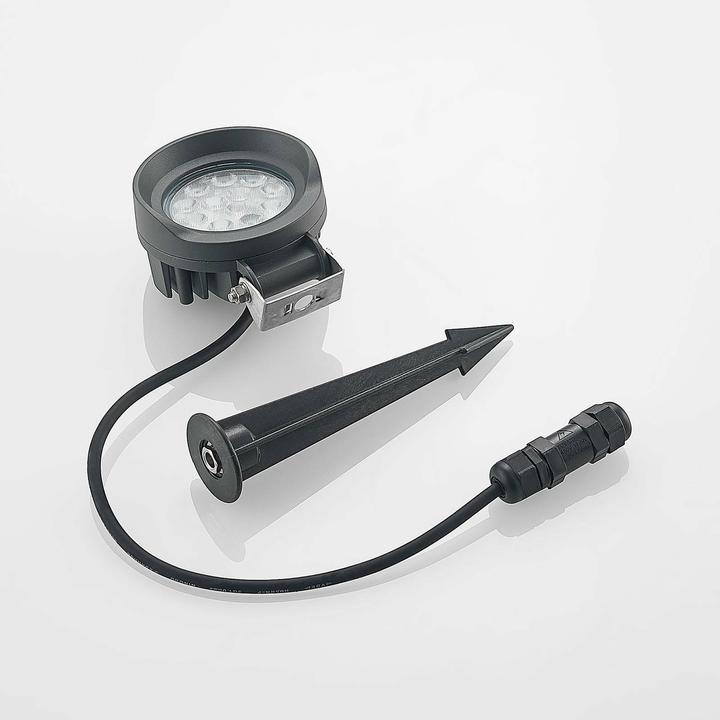 Actual product image Lindby Emar LED ground spike spotlight in dark gray (850 lm, IP65)