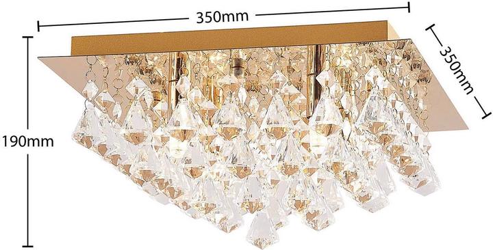 Produktbild Lindby Rimedia Kristall-Deckenleuchte, gold, 35 cm (G9)