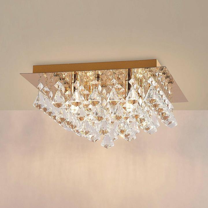 Produktbild Lindby Rimedia Kristall-Deckenleuchte, gold, 35 cm (G9)
