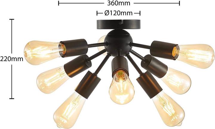 Actual product image Lindby Rayos ceiling light, black matt (E27)
