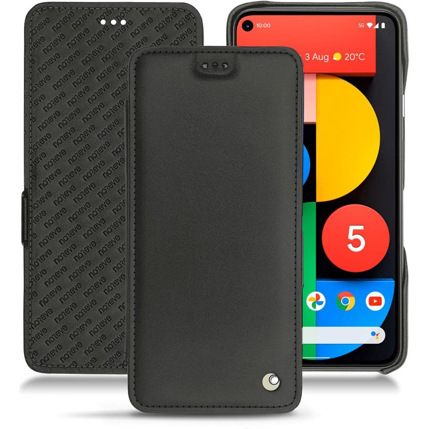 Noreve Lederschutzhülle horizontal (Google Pixel 6 Pro, Google Pixel 5), Smartphone Hülle, Schwarz