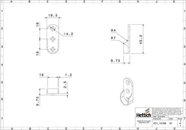 Actual product image Hettich Schrankrohr-Lager, für Rohrprofil oval 15 x 30 mm, weiss