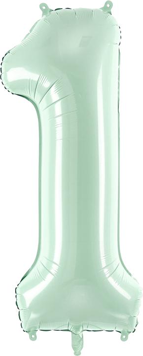 Partydeco Palloncino alu cifrario "1" Vert Pastel (1x)