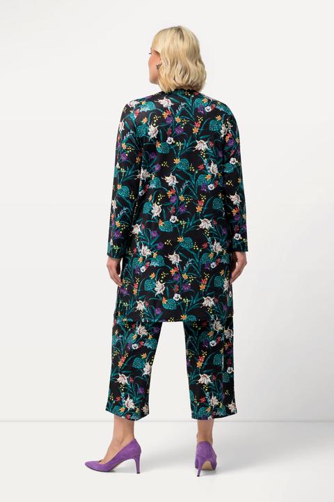 Immagine prodotto Ulla Popken Giacca di jersey con scollo a V, fiori e spacchetti laterali (50, 52)