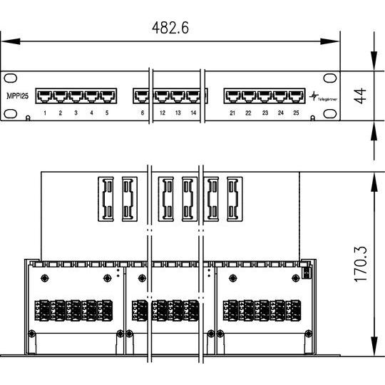 Thumbnail - Telegärtner ISDN/Telephone Patch Panel MPPI25-H, Server Zubehör, Grau