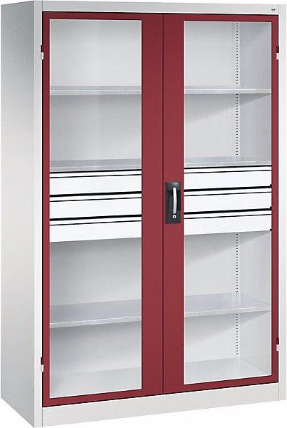 Image du produit C+P Armoire vitrée à portes battantes, avec 2 tablettes, h x l x p 1016 x 500 x 500 (120 cm, 195 cm)