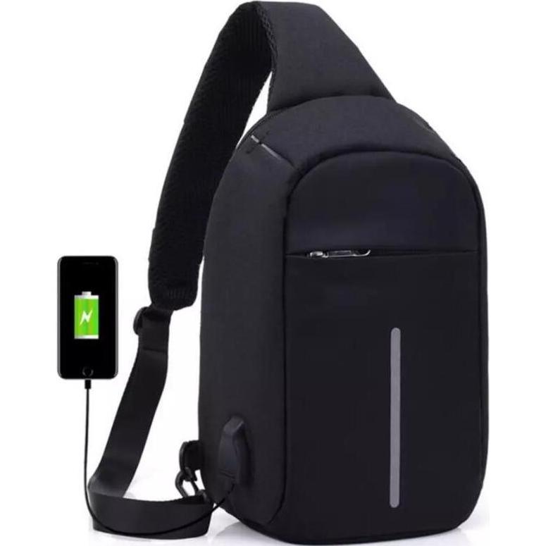 JTI, Handtasche, Diebstahlsichere Umhängetasche/Schultertasche mit USB-Anschluss - Schwarz, Schwarz