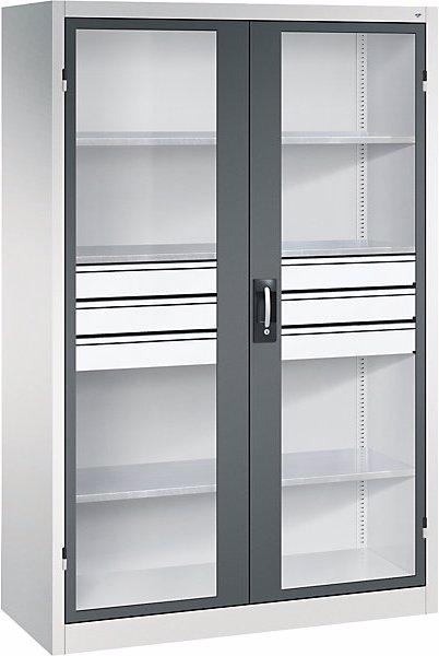 Image du produit C+P Armoire vitrée à portes battantes, avec 2 tablettes, h x l x p 1016 x 500 x 500 (120 cm, 195 cm)