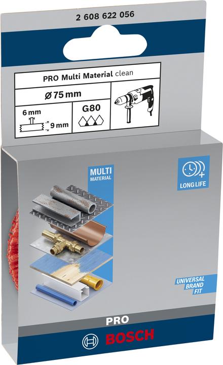 Actual product image Bosch Professional Zubehör PRO Multi Material clean disc brush, straight shaft, 75 x 1 mm (80)