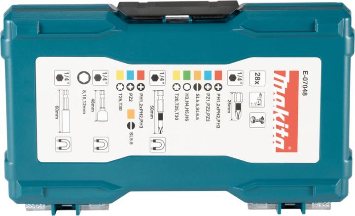 Productafbeelding Makita Bitset 28 st. (Cross Phillips PH, Inbus, Kruis Pozidriv PZ, Schroefgleuf, Zeskantbus TX)