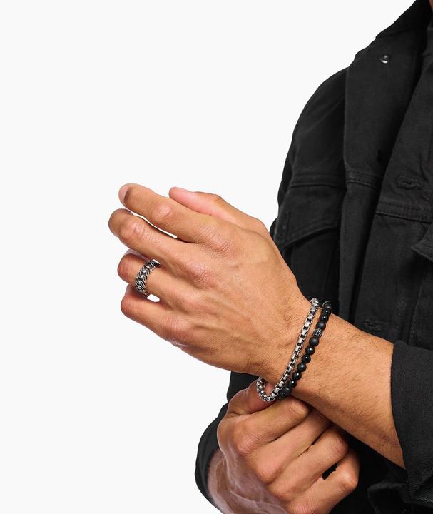 Immagine prodotto Thomas Sabo Ring Kettenglieder schwarze Steine breit Silber (62, 925 Argento)
