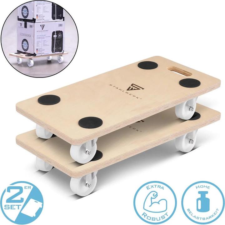 Actual product image Stahlwerk Rollwagen 2er Set bis 250 kg 58 x 29 cm Rollbrett Transportroller (250 kg)