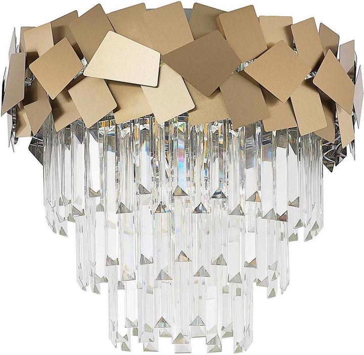 Lucande Plafoniera in cristallo Miraia, oro (E14)