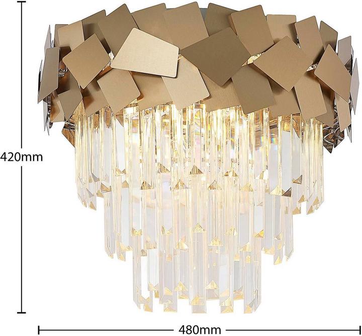 Immagine prodotto Lucande Plafoniera in cristallo Miraia, oro (E14)