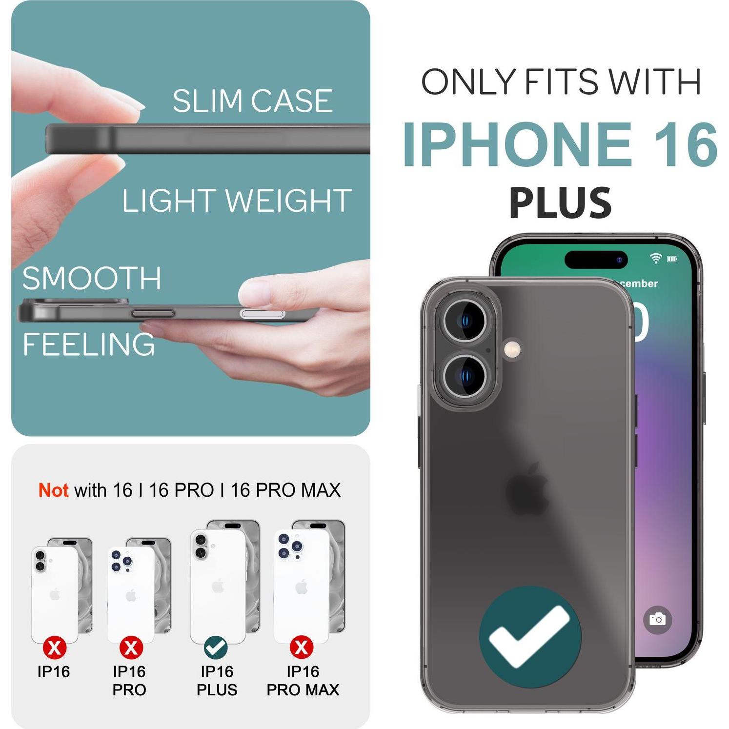 Thumbnail - Nalia Extrem Dünnes 0,3mm Mattes Hardcase (Apple iPhone 16 Plus), Smartphone Hülle, Schwarz
