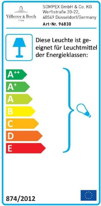 Energy Label Villeroy & Boch Pendant lamp Athens 1x E27 Silver (E27)