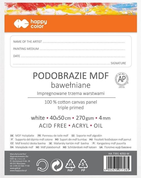 Produktbild Happy Color Baumwollleinwand 40x50cm weiss