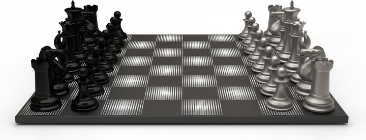 Immagine prodotto Skyline Chess Gioco degli scacchi - Serie Acciaio - Nero vs Argento - Gloss finish (with Wooden Gradient Square Bo