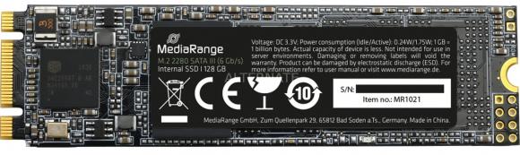 Actual product image MediaRange MR1021 - 128 GB - M.2 - 510 MB/s - 6 Gbit/s (128 GB, M.2 2280)