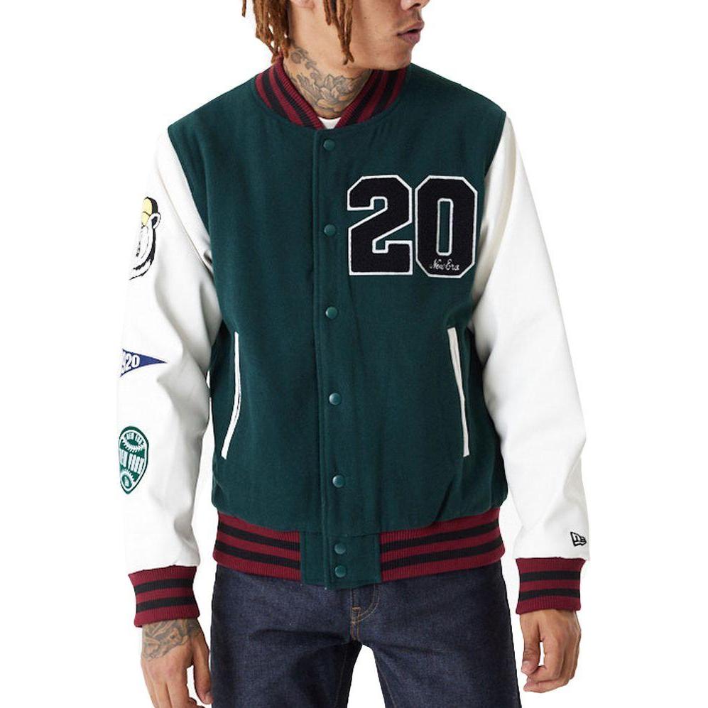 New Era, Herren, Jacke, Varsity College Jacke - BRAND PATCHES - S (S), Grau, S