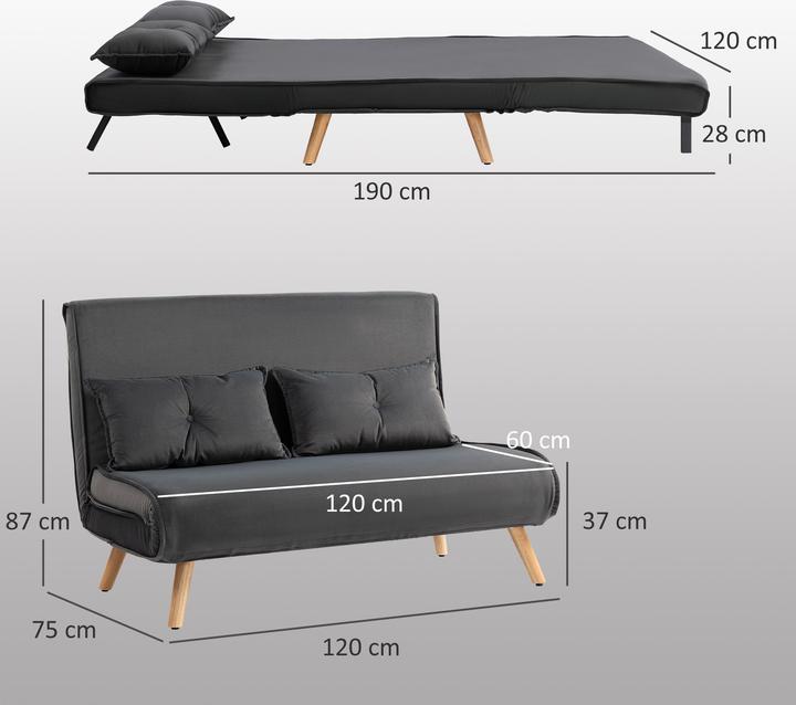 Produktbild Homcom Schlafsofa Polyester Dunkelgrau