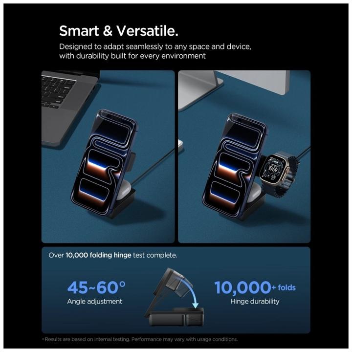 Image du produit Spigen Ładowarka indukcyjna Essential EF323MQ 3w1 25W Qi2.2 MagSafe czarny (25 W)