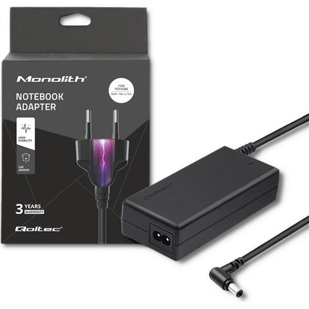 Qoltec 50090.90W - Notebook - Indoor - 100-240 V - 50/60 Hz - 90 W - 19 V (90 W), Notebook Netzteil, Schwarz