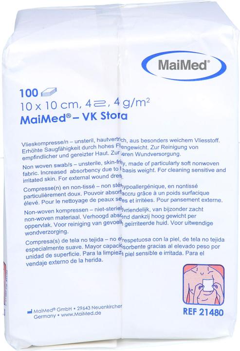 MaiMed Non-woven compresses 10x10cm 4-fold non-sterile 40g, 100 pcs COM