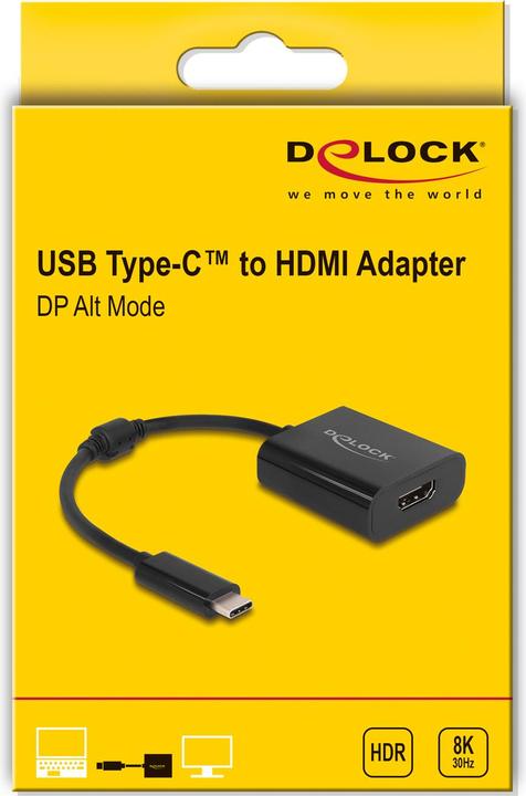 Actual product image Delock USB Type-C™ Adapter to HDMI (DP Alt Mode) 8K with HDR Function black (HDMI, 15 cm)