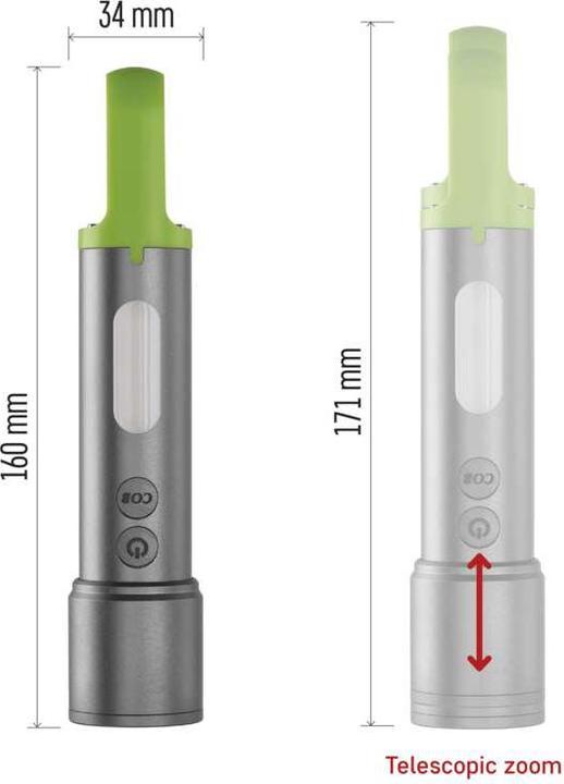 Actual product image Emos LED Aufladbare Metall-Taschenlampe, 600 lm, 1 200 mAh (16 cm, 600 lm)
