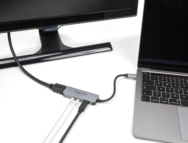 Produktbild Delock USB Type-C Adapter zu HDMI 4K 60 Hz und Headset und M (HDMI, 15 cm)