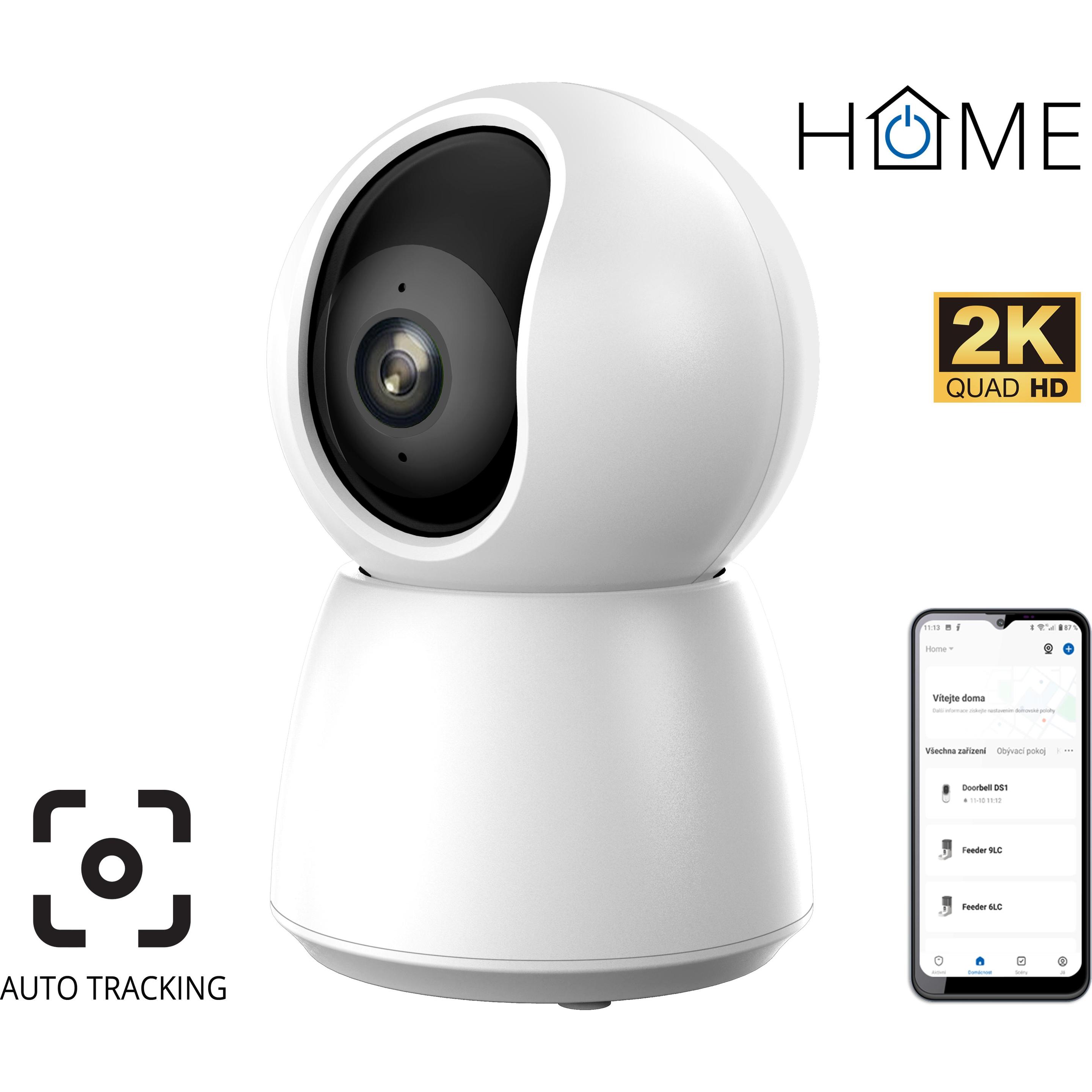 iGet HOME Camera CS4 Bianco - Telecamera IP WLAN 2K, visione notturna, audio, RJ45, auto-tracking, Telecamera di rete, Bianco