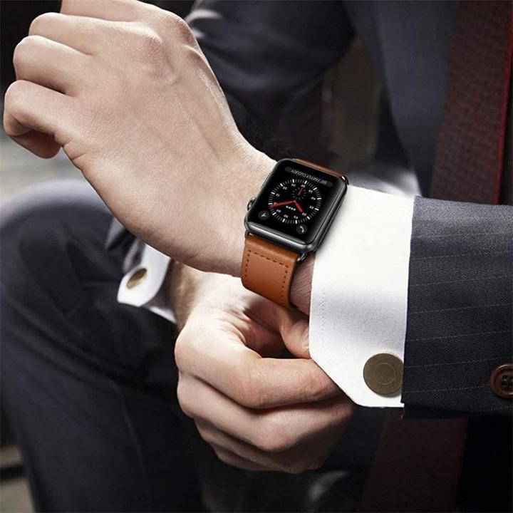 Produktbild Tech Apple 4/5/6/7/8/SE Smart Watch Lederarmband, Braun, 38/40/41 mm (38 mm, 40 mm, 41 mm, Naturleder)