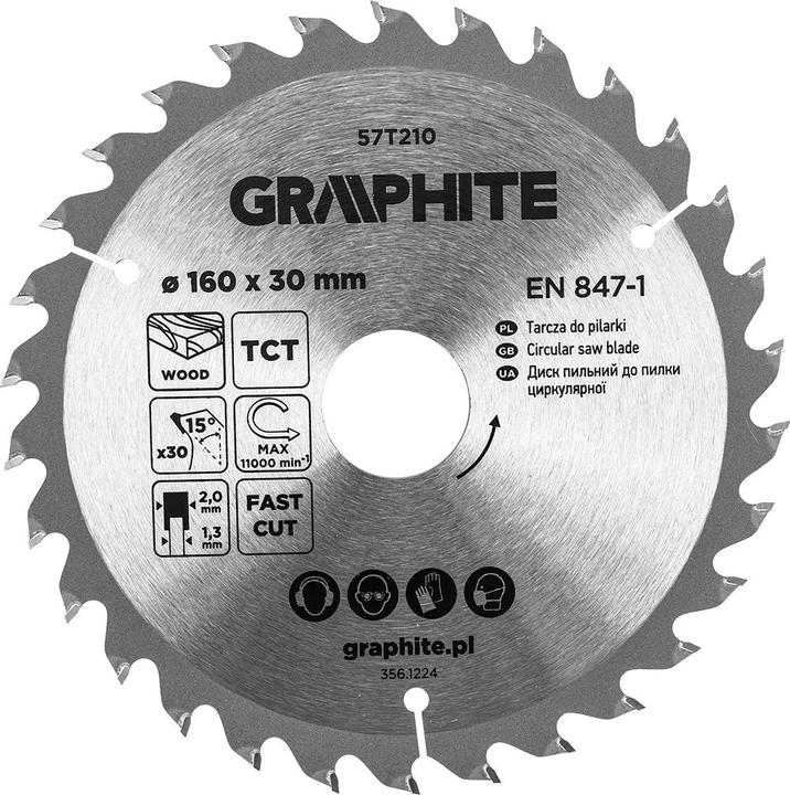 Produktbild Graphite Widia Sägeblatt, 160 x 30 mm, 30 Zähne
