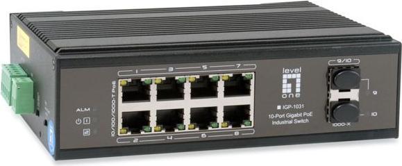 Immagine prodotto LevelOne Switch 10Port Gigabit PoE DIN-Rail, da -40°C a 75°C (8 Porti)