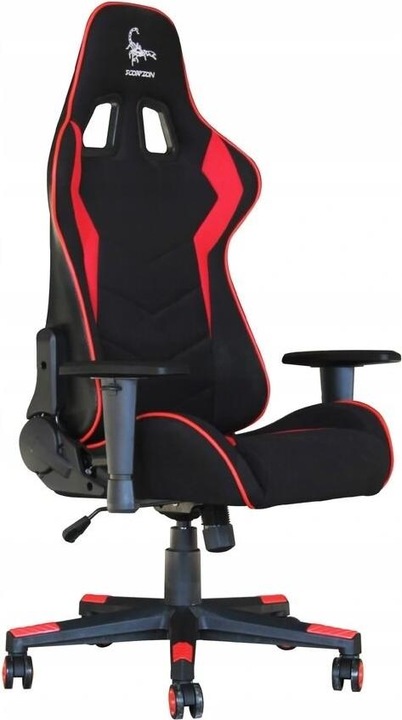 Actual product image Gembird Gaming chair SCORPION juodas mesh red skin accents