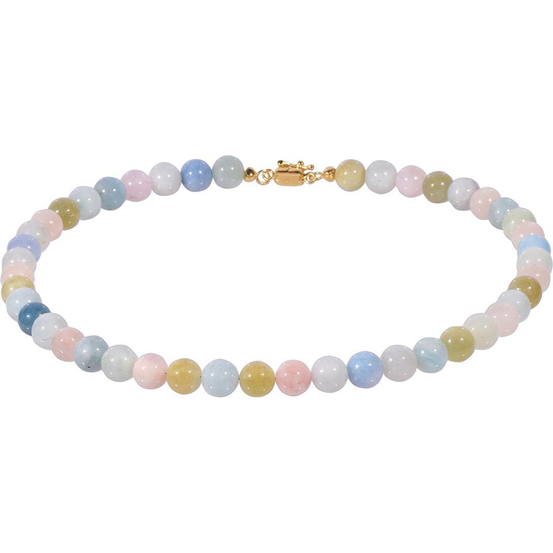 Xen, Halsschmuck, Multi Beryll - Collier 10 mm Kugeln Magnetverschluss 925 Silber verg. 48 cm, (925 Sterling Silber, 48 ...