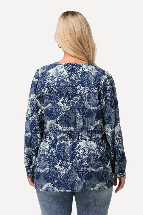 Produktbild Ulla Popken Bluse, maritimer Druck, V-Ausschnitt, Halbarm (50, 52)