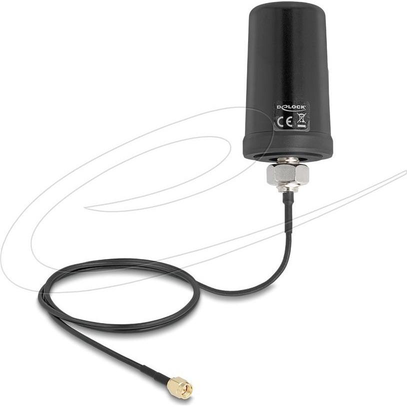 Delock 5G LTE GNSS WiFi 6 Antenne SMA Stecker 1,1 - 4,0 dBi (5G, GPS, WiFi), Antenna WiFi