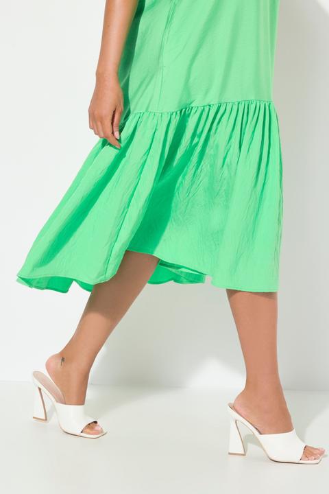 Produktbild Ulla Popken Midikleid, Volantsaum, A-Linie, V-Ausschnitt, Halbarm (60)