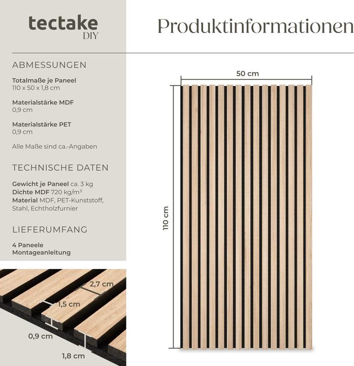 Produktbild tectake Akustikpaneele Sonic Wall II (50 x 110 cm)